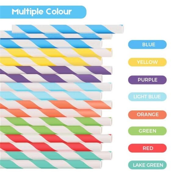 200 Pack Multi-Color Biodegradable Paper Straws - 图片 3